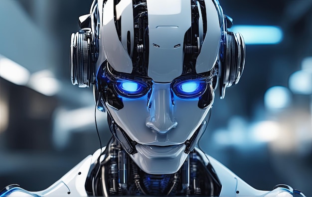 3D android robot maszyna abstrakcyjne uczenie maszynowe technologia cyfrowa inteligentna automatyzacja futurystyczny komputer To zdjęcie zostało wygenerowane przy użyciu Playground AI