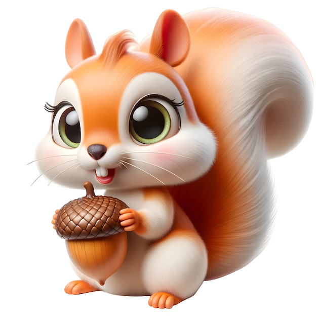 Zdjęcie 3d animowana urocza wiewiórka