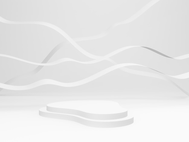 3D biały podium z rippled tłem