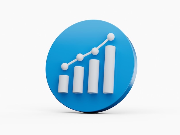 3d Biały wzrost biznesu lub postęp finansowy Symbol wykresu statystycznego z niebieską ikoną ilustracja 3d