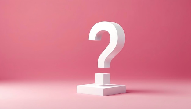 3d biały znak zapytania symbol ikona izolowana na różowym tle FAQ lub często zadawane pytania minimalna koncepcja