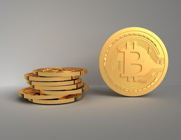 3d bitcoins concept.3d renderowana ilustracja