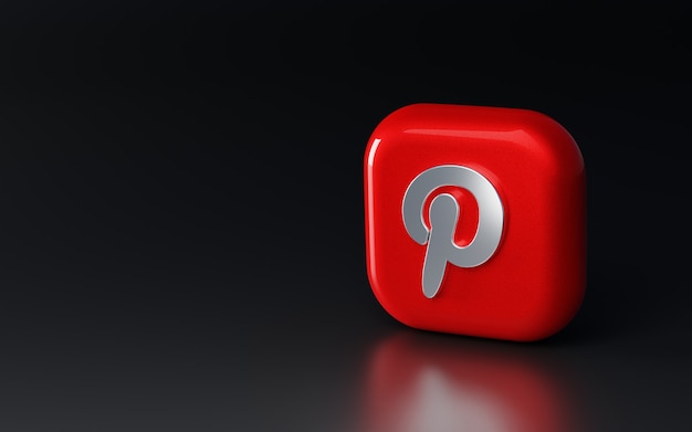 3d błyszczące metalowe logo pinterest