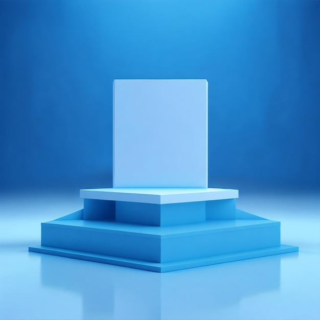 3d box podium niebieskie tło
