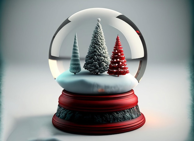 3D Boże Narodzenie kula śnieżna na białym tle