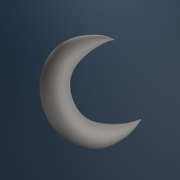 3D Cartoon Low Poly Crescent Moon Ikona