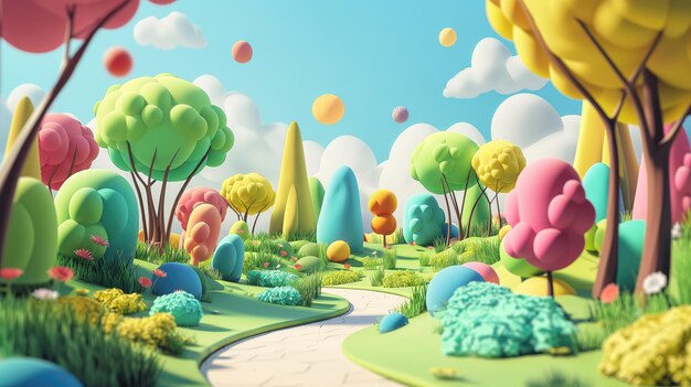 Zdjęcie 3d cartoon nature background dla dzieci i animacja generatywnej sztucznej inteligencji