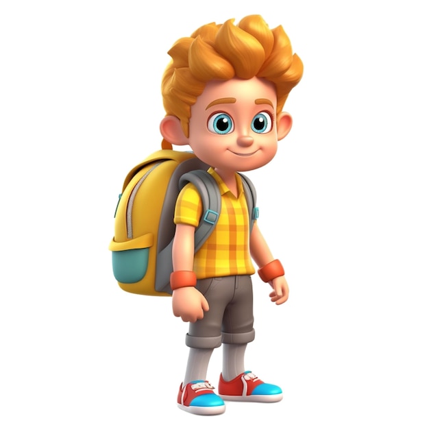 3d charakter cute boy ładny szkolny chłopiec z powrotem do szkoły