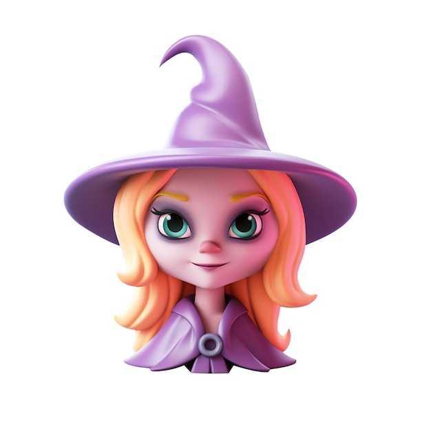 3D charakter czarownicy na halloween izolowany na białym tle