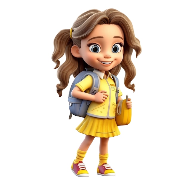 3d charakteru śliczna dziewczyna śliczna szkolna dziewczyna z powrotem do szkoły