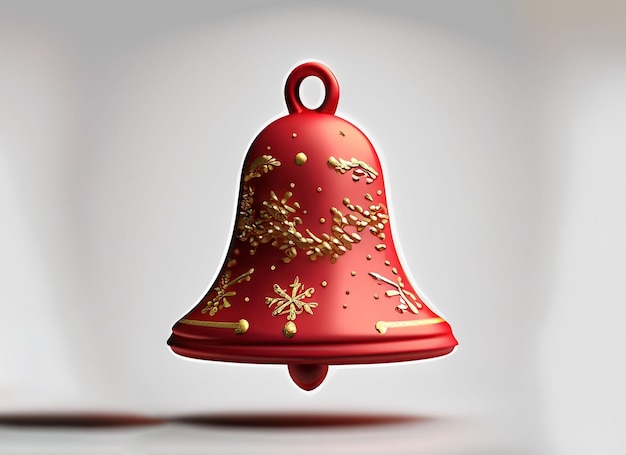 3D clipart dzwonek bożonarodzeniowy na białym tle
