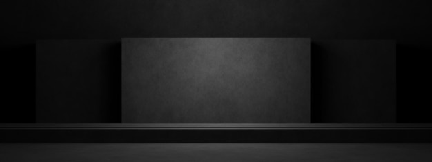 3D Czarne betonowe tło pomieszczenia Ciemne tło ściany cementowej