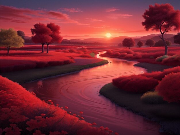 Zdjęcie 3d czerwona animacja w stylu fantasy