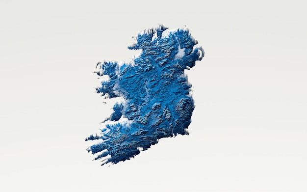 3d Deep Blue Water Ireland Map Shaded Relief Texture Map On White Background Ilustracja 3d