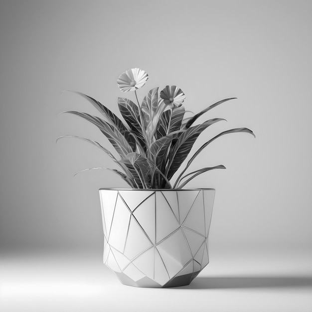 3d doniczka kwiatowa wśród realistycznych wazonów na białym tle studia