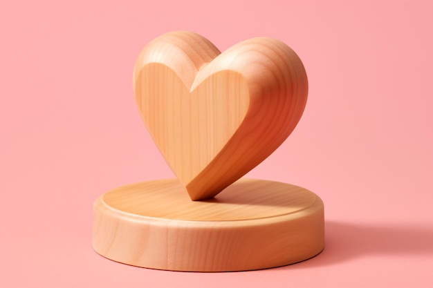 3D drewniana figurka serca w kształcie serca szablon do reklamy lub projektowania prezentów