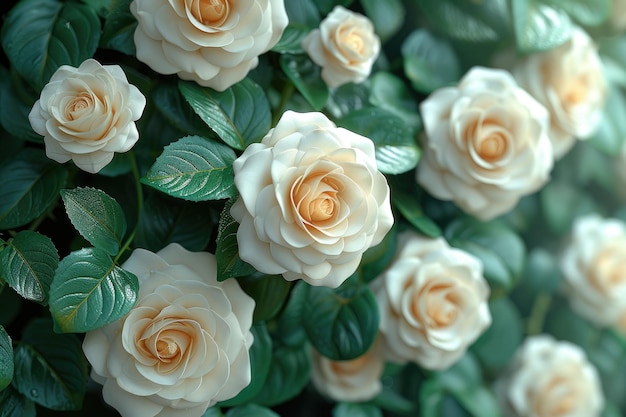 3D drukowalne tapety sufitowe dla pomieszczeń wewnętrznych z eleganckimi pięknymi białymi różami Tło