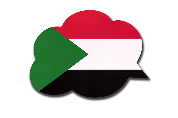 3D dymek z flagą narodową Sudanu na białym tle. Mów i ucz się języka. Symbol kraju Sudanu. Znak komunikacji na świecie.