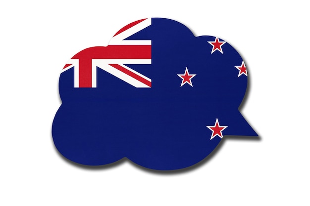 3d Dymek Z Flagi Narodowej Nowej Zelandii Na Białym Tle. Symbol Kraju Nowej Zelandii. Znak Komunikacji Na świecie.