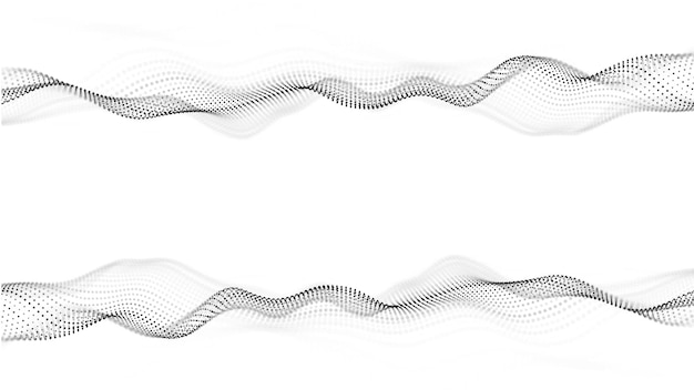 Zdjęcie 3d dynamiczna podwójna cyfrowa fala na białym tle inteligentna fala technologii przepływ cyfrowej struktury cyber technologia tła renderowanie 3d
