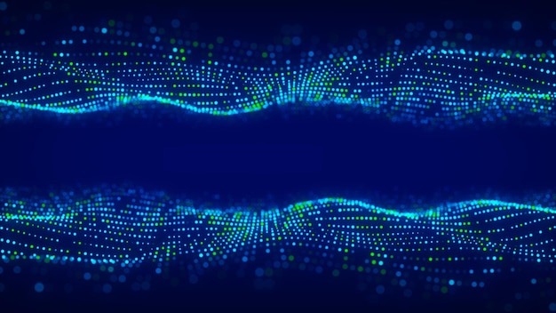 3d dynamiczna podwójna fala cyfrowa Inteligentna technologia fala Przepływowa struktura cyfrowa Cyber technologia tło Renderowanie 3D