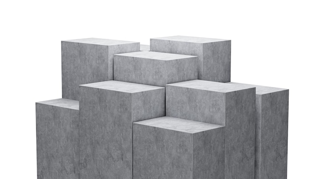 3d dziewięć szary pusty betonowy podium na białym tle na białym tle ilustracja 3d