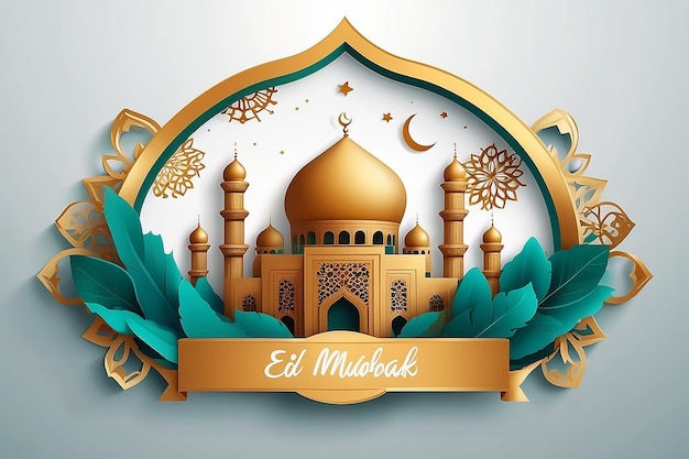 3D Eid Mubarak Design Banner dla islamskiego święta Eid al adha