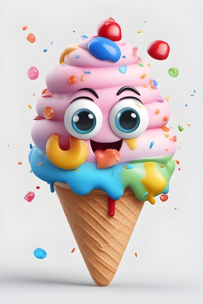 3d emoji ładny krzyk oczu lody