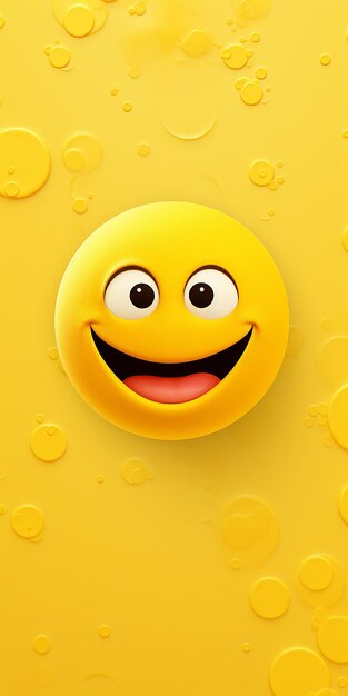 Zdjęcie 3d emoji żółta twarz uśmiechnięta z uśmiechnącą tapetą