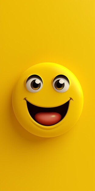 Zdjęcie 3d emoji żółta twarz uśmiechnięta z uśmiechnącą tapetą