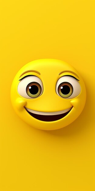 Zdjęcie 3d emoji żółta twarz uśmiechnięta z uśmiechnącą tapetą