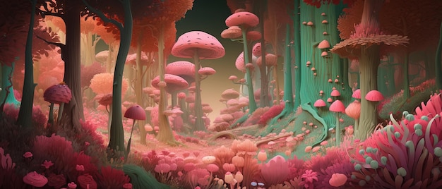 3D Fantasy Forest zaprojektował żywą florę i poskręcane drzewa