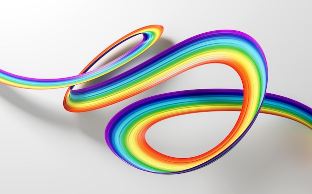 Zdjęcie 3d flag of rainbow 3d waving ribbon flag isolated on white background 3d ilustracja