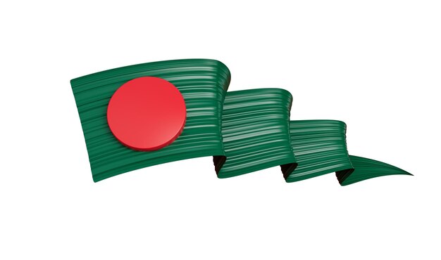 3D Flaga Bangladeszu Kraju Błyszczące Faliste 3D Flaga Wstążka Białym Tle Ilustracja 3D