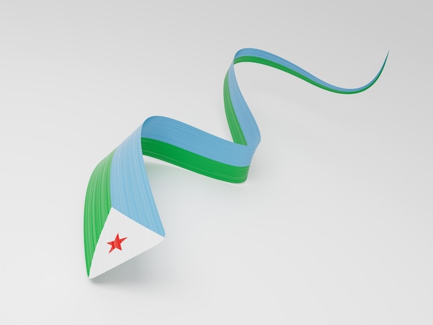 3D flaga Dżibuti 3d falista błyszcząca wstążka Dżibuti izolowana na białym tle ilustracja 3d