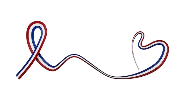 3D Flaga Holandii Flaga wstążki świadomości faliste w kształcie serca na białym tle 3d ilustracji