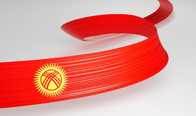 3D flaga Kirgistanu 3d falista błyszcząca wstążka Kirgistanu izolowana na białym tle ilustracja 3d