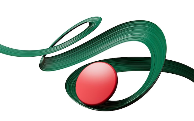 3D flaga kraju Bangladeszu 3d falista zielona wstążka izolowana na białym tle ilustracja 3d