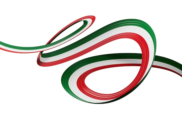 3D Flaga Kuwejtu Kraju 3D Macha Kuwejt Wstążka Flaga Białym Tle Białym Tle Ilustracja 3D