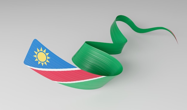3D Flaga Namibii Kraj 3D Falista Wstążka Flaga Namibii na Białym Tle Ilustracja 3D