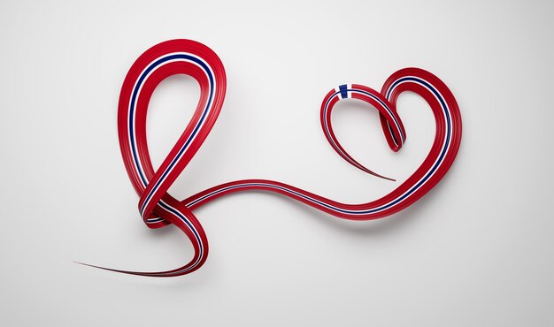 3D Flaga Norwegii HeartShaped Błyszcząca Wstążka Świadomości Faliste Na Białym Background3d ilustracji