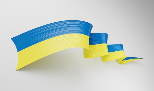 3d flaga Ukrainy 3d macha wstążką z flagą na białym tle na białym tle 3d ilustracji