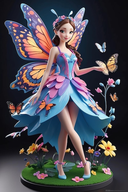 3D Flying Butterfly Fairy Cartoon Design (Tworzenie kreskówek o latających motylach)