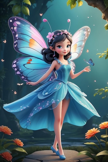 3D Flying Butterfly Fairy Cartoon Design (Tworzenie kreskówek o latających motylach)