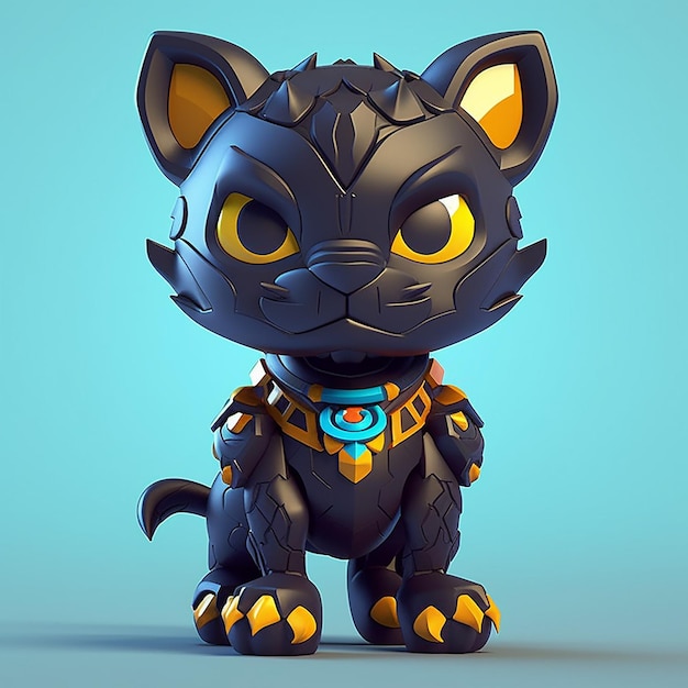 3d generatywny AI ładny czarny kot
