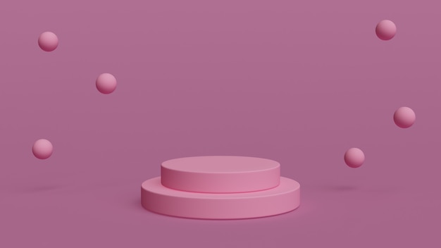 Zdjęcie 3d geometryczne kształty podium ping z różowym tłem do lokowania produktu w 3d renderowane