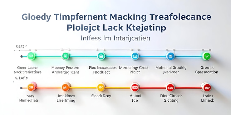 Zdjęcie 3d glossy timeline interface dla śledzenia etapów projektu w rolach operacyjnych