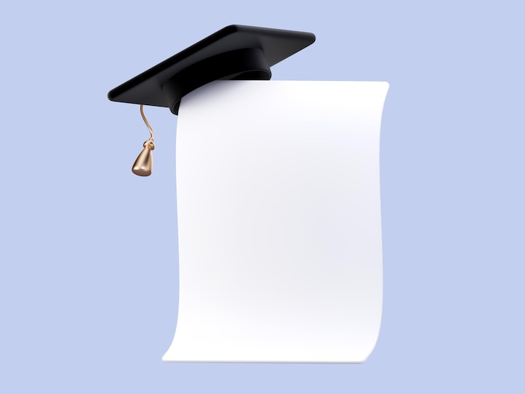 Zdjęcie 3d graduation cap and diploma mockup copy space for your text koncepcja wiedzy szkoleniowej