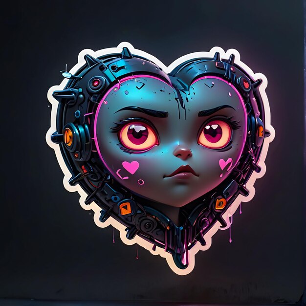 Zdjęcie 3d heart sticker - 3d naklejka z postacią z kreskówki z sercem.