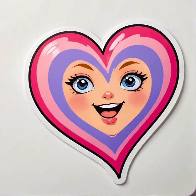 3D Heart Sticker - 3D naklejka z postacią z kreskówki z sercem.